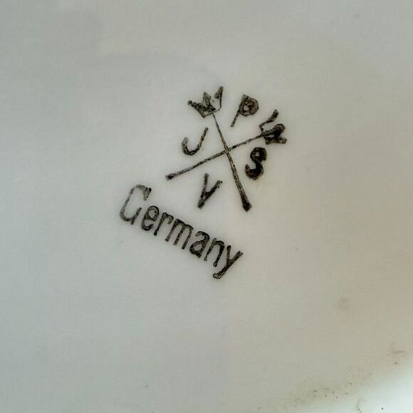 Antique 1900s JPV Germany Rose Bowl – Bavarian Porcelain Scalloped Dish - Picture 6 of 7